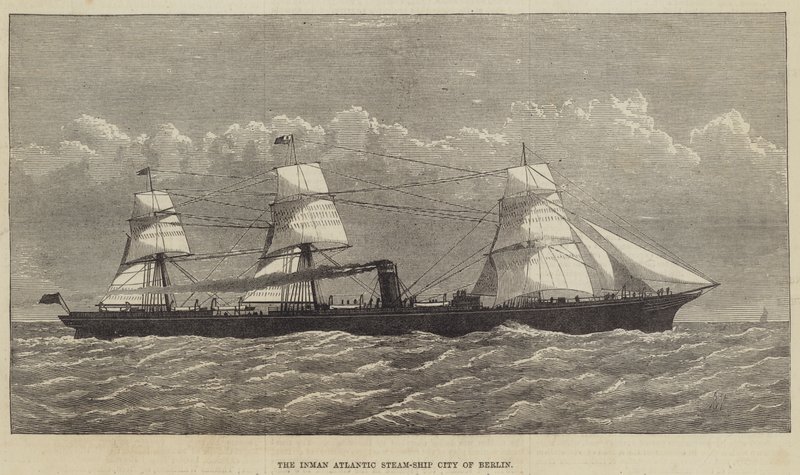 A cidade de Inman Atlantic Steam-Ship de Berlim (gravura) de English School