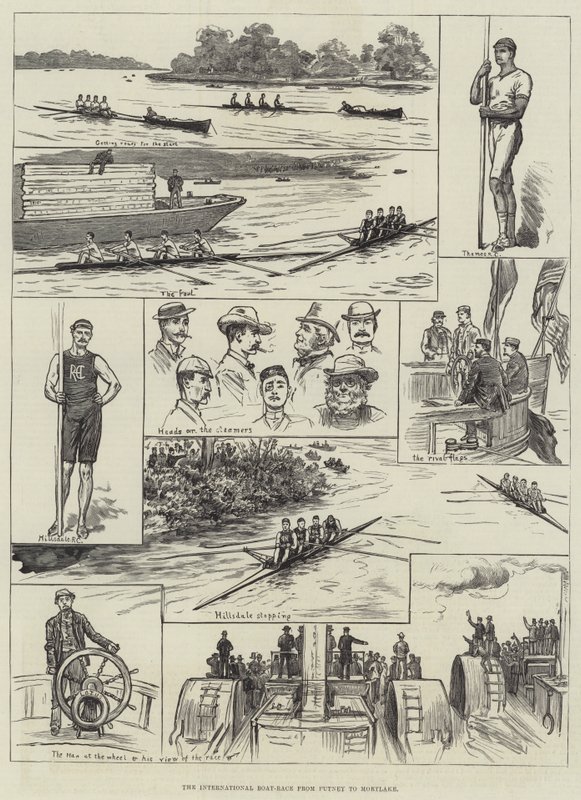 The International Boat-Race from Putney to Mortlake (gravura) de English School