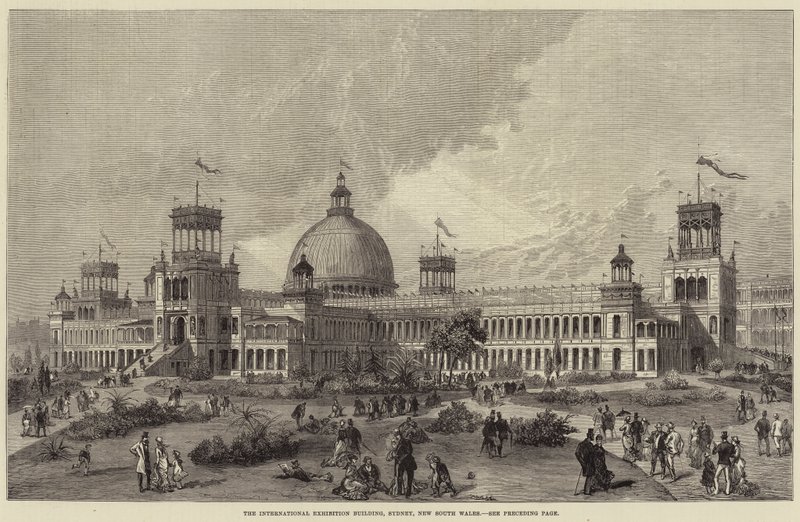 The International Exhibition Building, Sydney, New South Wales (gravura) de English School