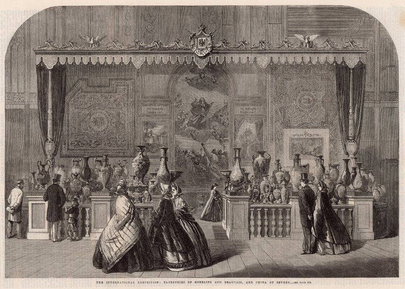 A exposição internacional; Tapeçarias de Gobelins e Beauvais e China de Sevres de English School