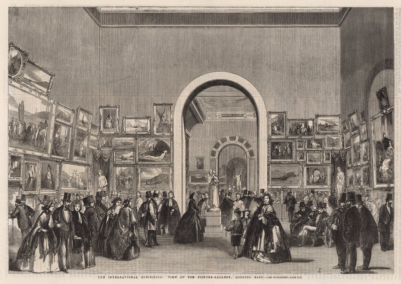 A exposição internacional; Vista da galeria de imagens olhando para o leste de English School