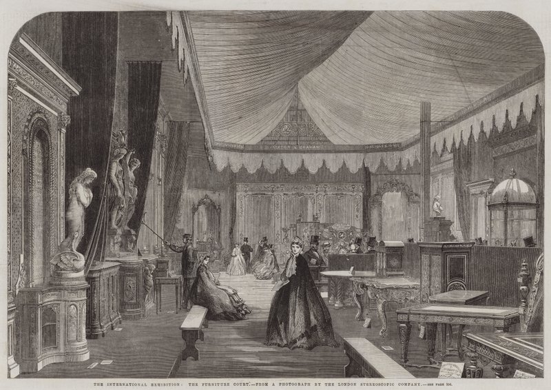 A Exposição Internacional, o Tribunal do Móvel (gravura) de English School