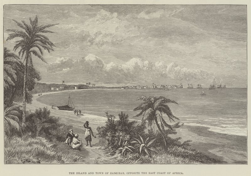 A Ilha e Cidade de Zanzibar, em frente à Costa Leste de África (gravura) de English School