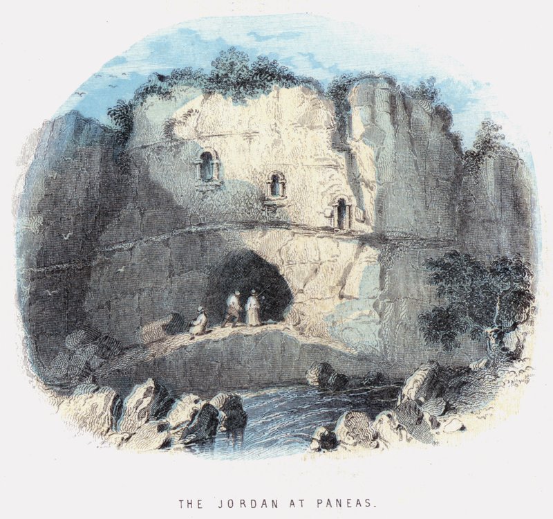 O Jordão em Paneas (gravura colorida) de English School