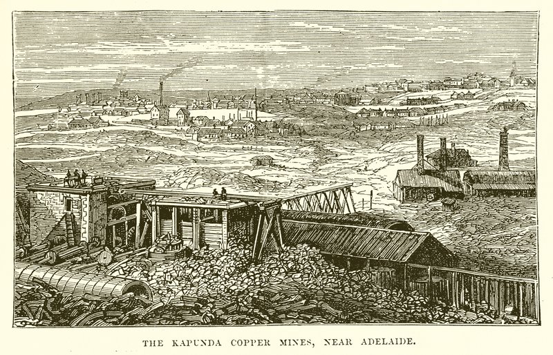 As minas de cobre Kapunda, perto de Adelaide de English School