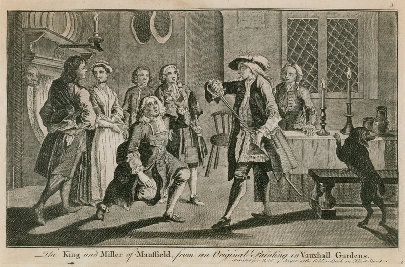 O rei e Miller de Mansfield de uma pintura original em Vauxhall Gardens, Londres de English School