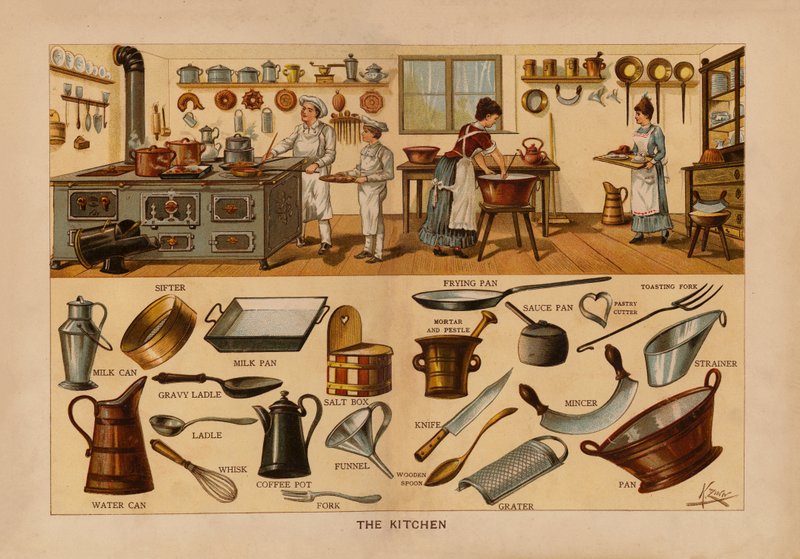 A cozinha (litografia a cores) de English School