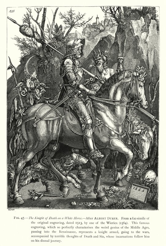 O Cavaleiro da Morte em um Cavalo Branco (gravura) de English School