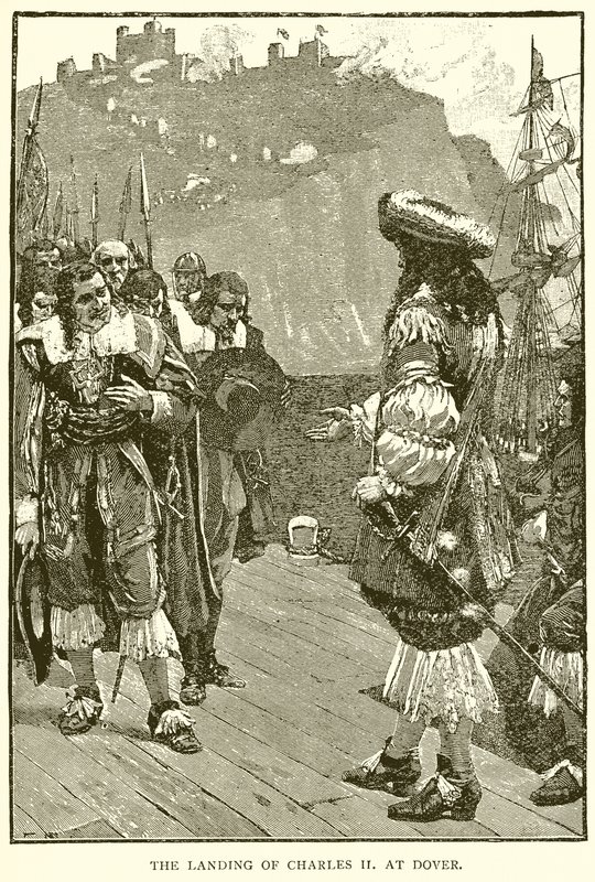 O desembarque de Charles II em Dover de English School