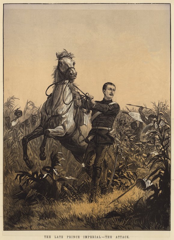 O falecido Príncipe Imperial, o Ataque (gravura) de English School