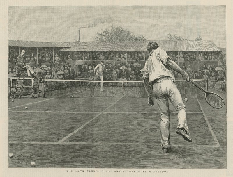 A partida do campeonato do tênis do gramado em Wimbledon de English School