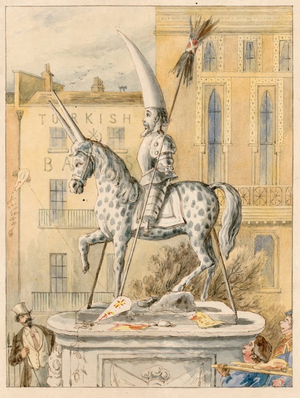 A estátua de Leicester Square 17 de outubro de 1866 de English School