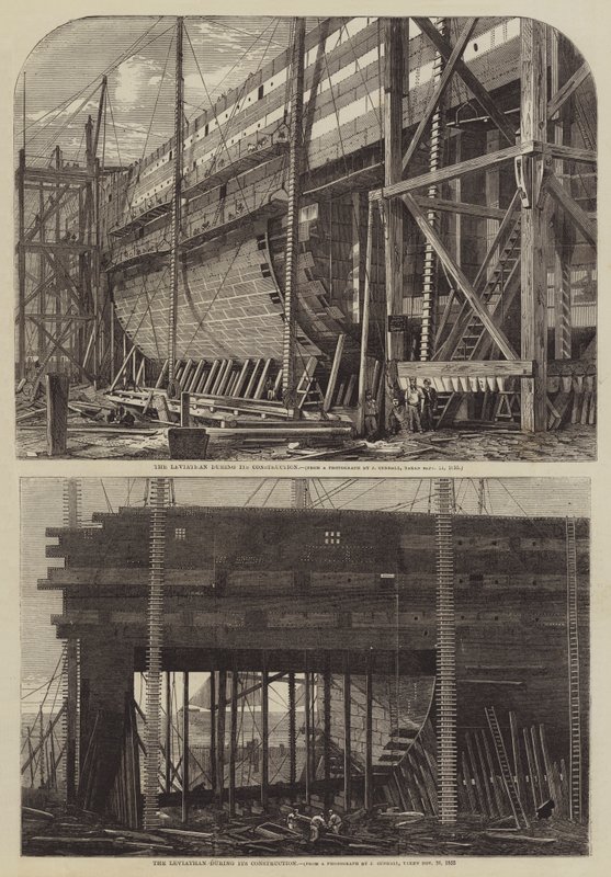 O Leviatã durante a sua Construção (gravura) de English School
