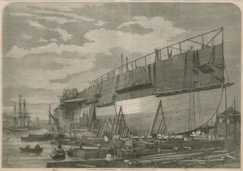 O Leviathan no quintal no Millwall, em Londres, antes do lançamento de English School