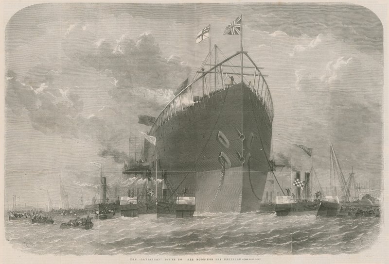 O Leviatã rebocado para as amarras de Deptford de English School