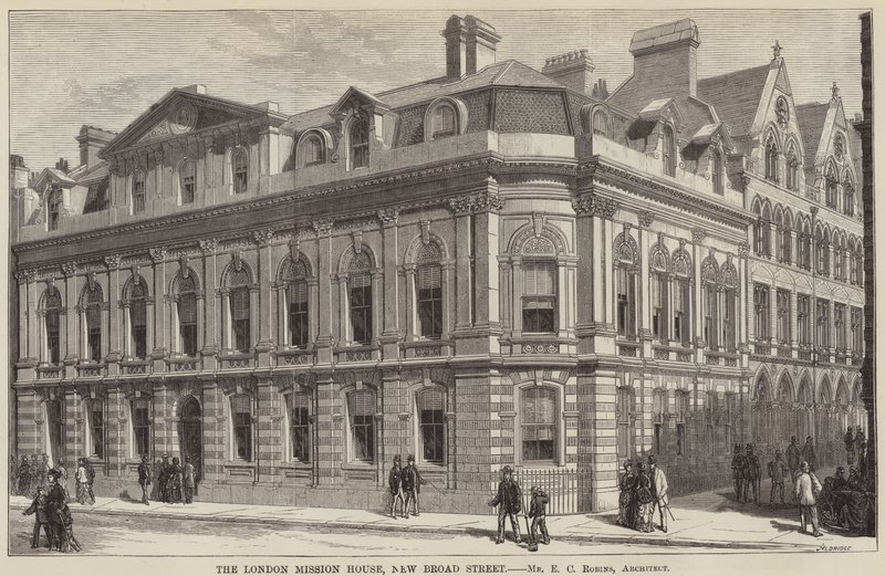The London Mission House, New Broad Street (gravura) de English School
