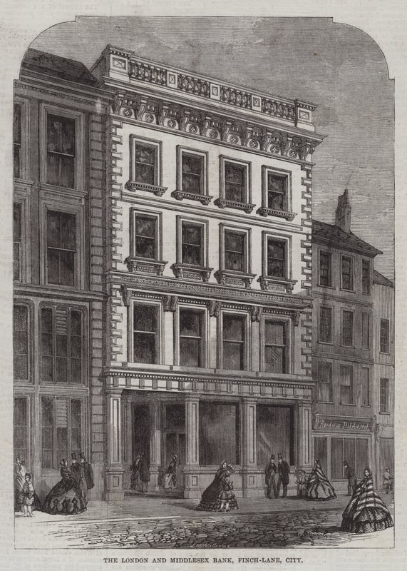 The London and Middlesex Bank, Finch-Lane, City (gravura) de English School