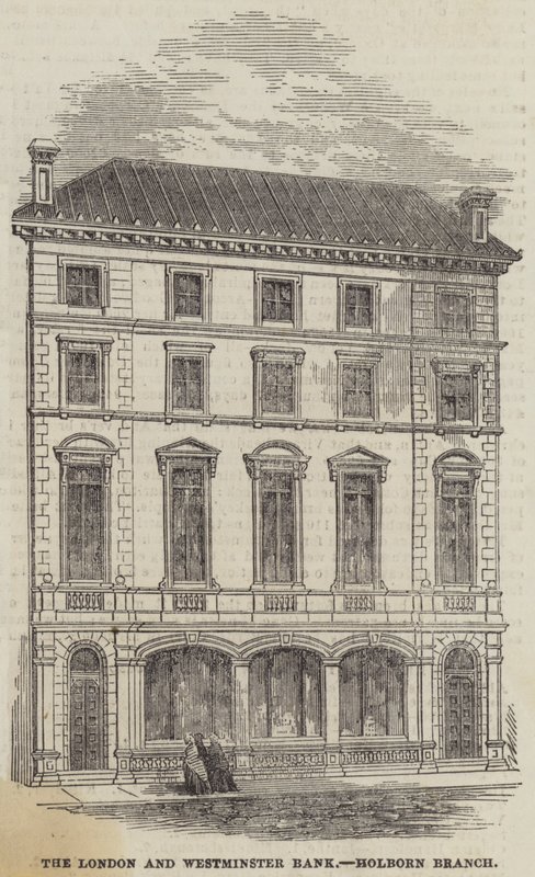 The London and Westminster Bank, agência de Holborn (gravura) de English School