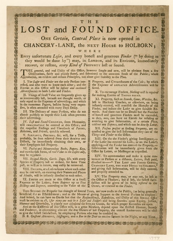 O escritório de achados e perdidos, Chancery Lane, Londres de English School
