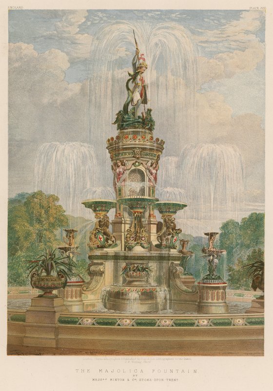 A fonte da majólica por senhores Minton e Co, Stoke-upon-Trent de English School
