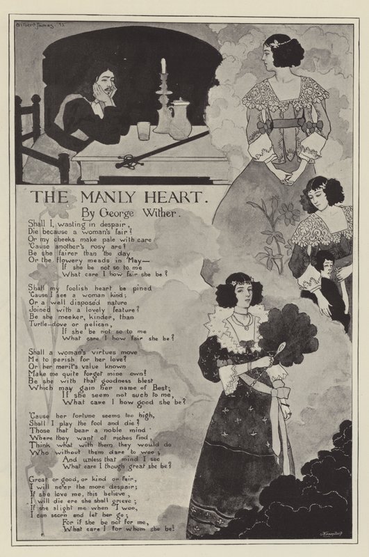 The Manly Heart, de George Wither (litho) de English School