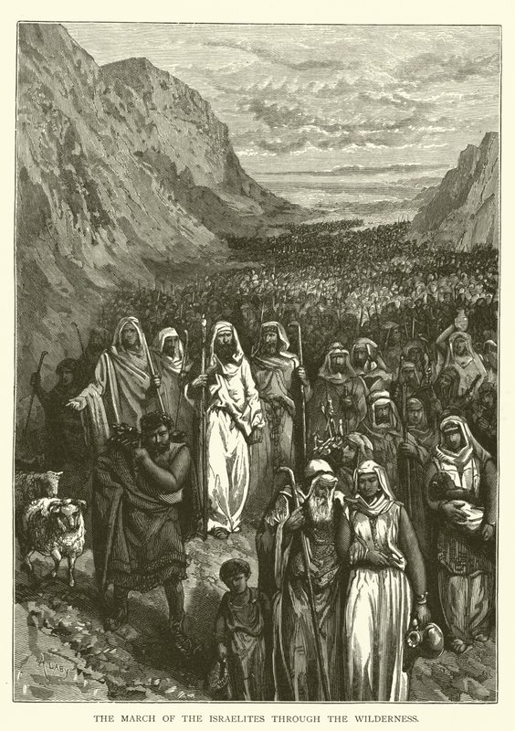 A Marcha dos Israelitas pelo deserto (gravura) de English School