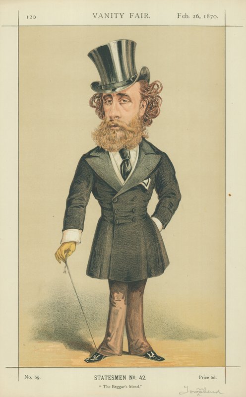 O Marquês (John) Townshend, The Beggars Friend, 26 de fevereiro de 1870, desenho animado da Vanity Fair de English School