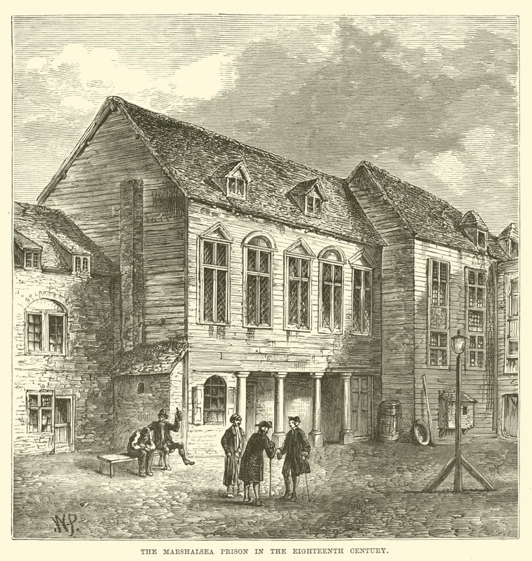 A prisão de Marshalsea no século XVIII (gravura) de English School