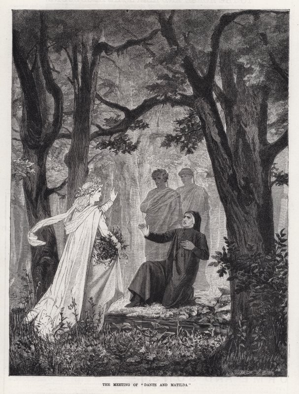 O Encontro de "Dante e Matilda" (gravura) de English School