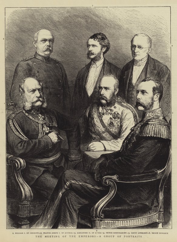 O Encontro dos Imperadores, um Grupo de Retratos (gravura) de English School