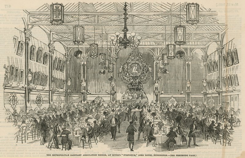 Jantar da Associação Sanitária Metropolitana no Simpósio Soyers, Gore House, Kensington de English School