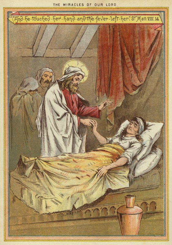 Os milagres de Cristo: a cura da sogra de Pedro (chromolitho) de English School