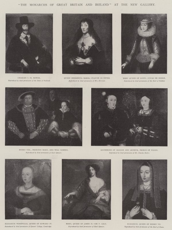 "The Monarchs of Great Britain and Ireland" na New Gallery (litho) de English School