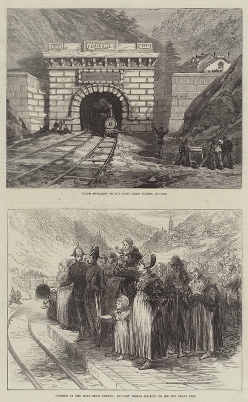 O Túnel Mont Cenis (gravura) de English School