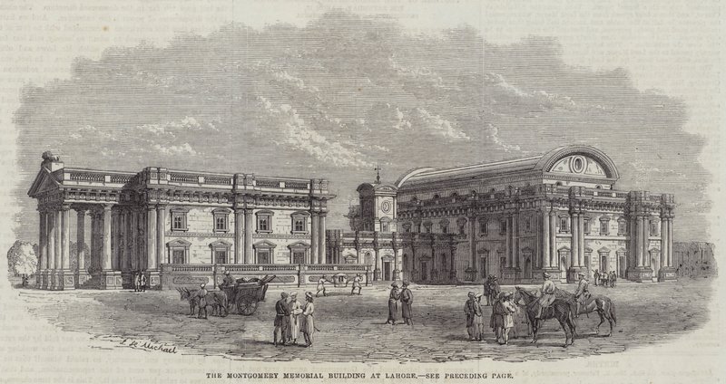 O Edifício Montgomery Memorial em Lahore (gravura) de English School