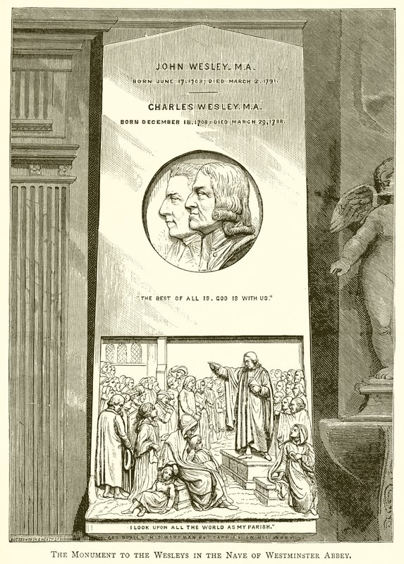 O Monumento aos Wesleys na Nave da Abadia de Westminster de English School
