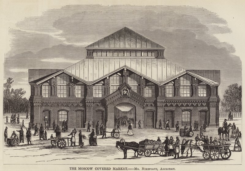 O Mercado Coberto de Moscovo (gravura) de English School