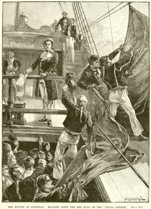 O motim em Spithead: Transportando a bandeira vermelha no Royal George de English School