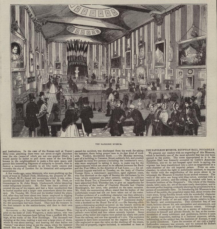 The Napoleon Museum, The Egyptian Hall, Londres (gravura) de English School