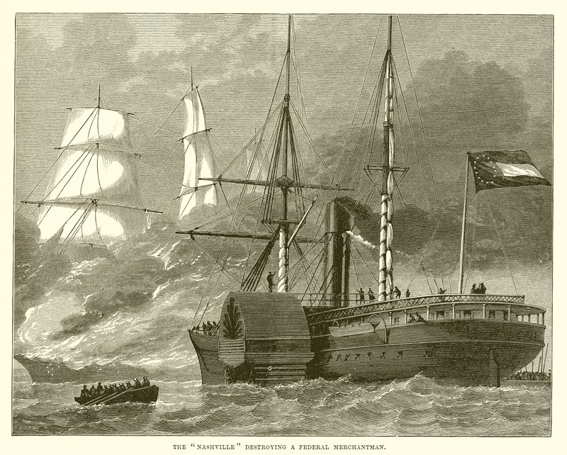 O Nashville destruindo um Merchantman Federal de English School