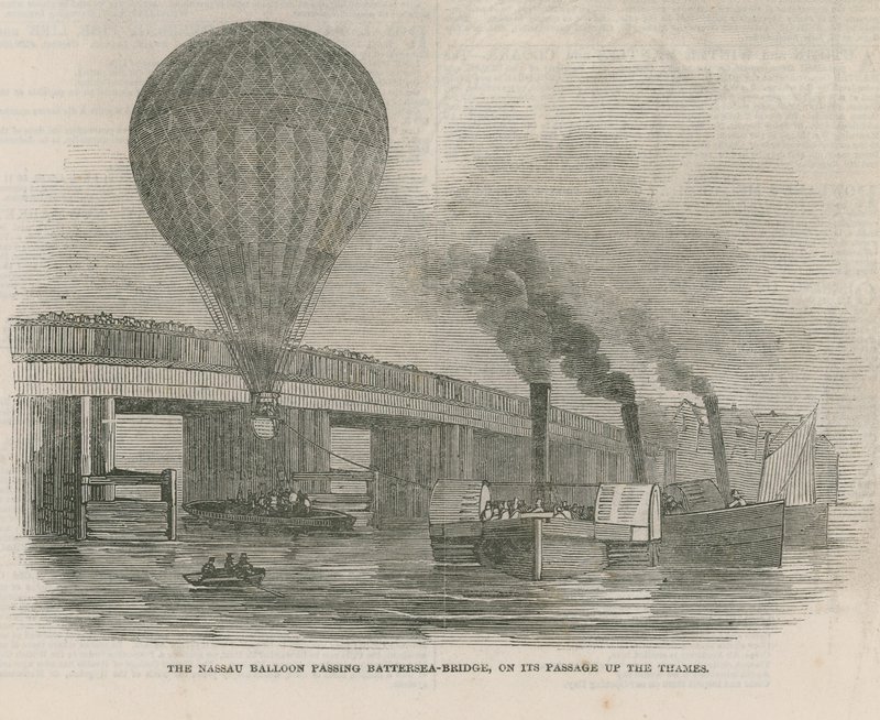 O balão de Nassau, passando pela Ponte Battersea de English School
