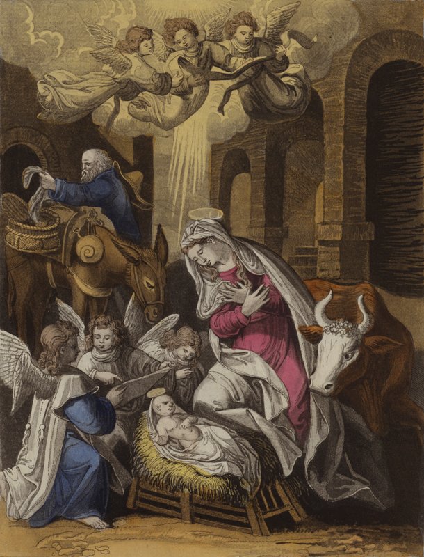 A Natividade de Cristo (cor litho) de English School