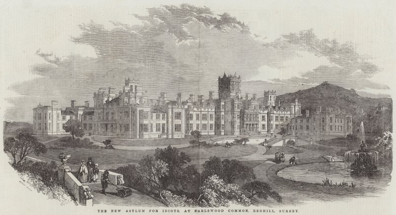 The New Asylum for Idiots, em Earlswood Common, Redhill, Surrey (gravura) de English School