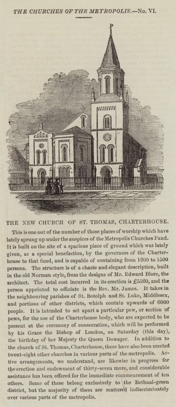 A Nova Igreja de São Tomás, Charterhouse (gravura) de English School