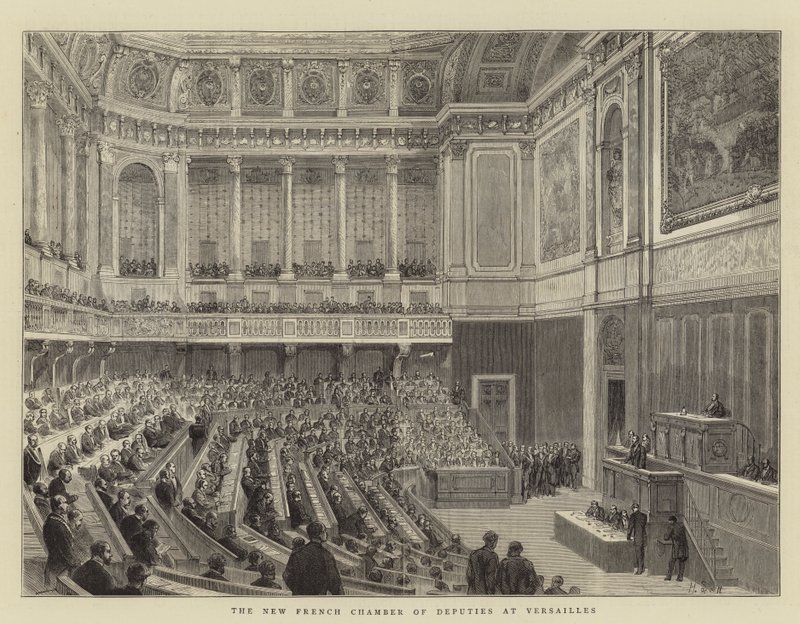 A Nova Câmara Francesa de Deputados em Versalhes (gravura) de English School