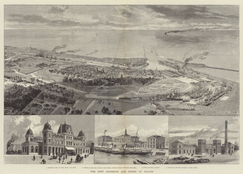O Novo Porto e as Docas de Calais (gravura) de English School