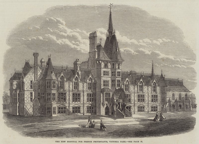 O Novo Hospital para Protestantes Franceses, Victoria Park (gravura) de English School