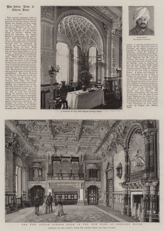A Nova Sala Durbar Indiana na Nova Ala da Casa Osborne (gravura) de English School