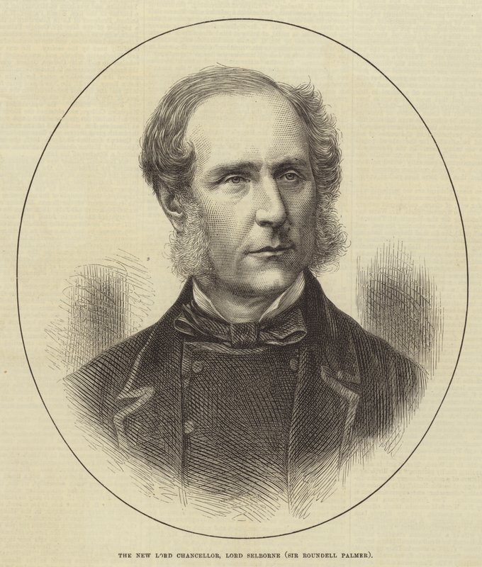 O Novo Senhor Chanceler, Lord Selborne (Sir Roundell Palmer) (gravura) de English School