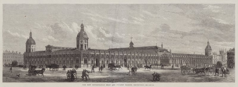 The New Metropolitan Meat and Poultry Market, Smithfield (gravura) de English School